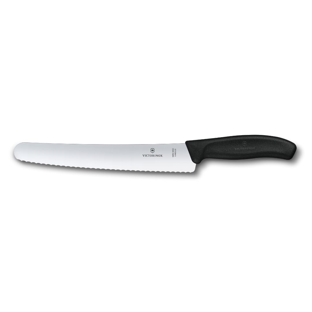 Victorinox Swiss Classic, Pastry Knife, Extra Sharp Blade, Wavy Edge, 22 cm, Stainless Steel, Black