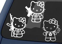 Hello Kitty Gun Sticker 3-Pack - White (0122)