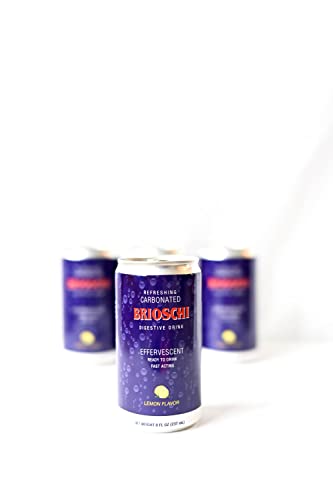 Brioschi Effervescent Refreshing Carbonated Ready to Drink Digestive Lemon Flavored Drink 8 Fl. Oz (Pack of 4)