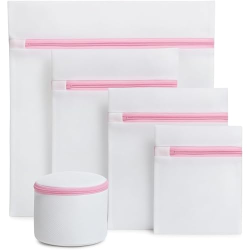 Kit 5 Sacos de Lavar Roupas Delicadas na Máquina de Lavar | Perfeito para Roupas Íntimas e Peças Finas | Cestinho de Proteção para Lingeries | Zíper Reforçado - Premium (Cores Sortidas)