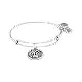 Alex and Ani Rafaelian Silver-Tone Initial "L" Expandable Wire Bangle Bracelet, 2.5"