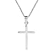 AeraVida Minimalist Sleek Christian Cross .925 Sterling Silver Pendant Necklace
