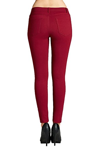 5 POCKETS SKINNY PONTE PANTS (L, Fire Brick)