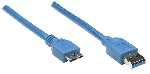 Manhattan USB 3.0 Cable A Male/Micro B Male Blue 6.6-Feet/2m (325424)