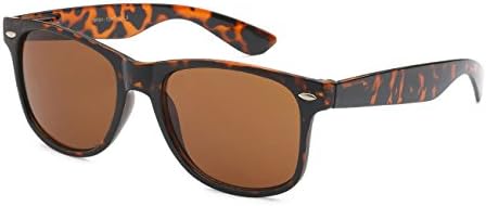 Classic Retro Horn Rimmed Wayfarer Sunglasses Metal Spring Hinge Comfort Fit (Tortoise)