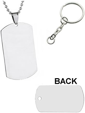 Medical Alert Army Pendant Necklace Emergency ID Dog Tag, Keyring, Gift - blue (Plain Army Tag)