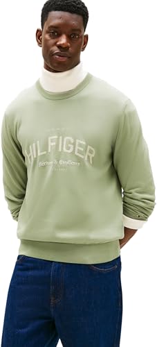 Tommy Hilfiger Sweat Homme Brand Identity avec Col Ras-du-Cou, Vert (Earth Sage), L