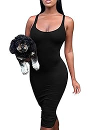 Mokoru Vestido de mujer casual básico sin mangas, sin mangas, vestido de club