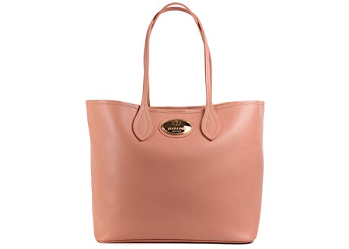 Roberto Cavalli Women Firenze Light Pink Nude Leather Shopping Tote Bag~RTL$1995