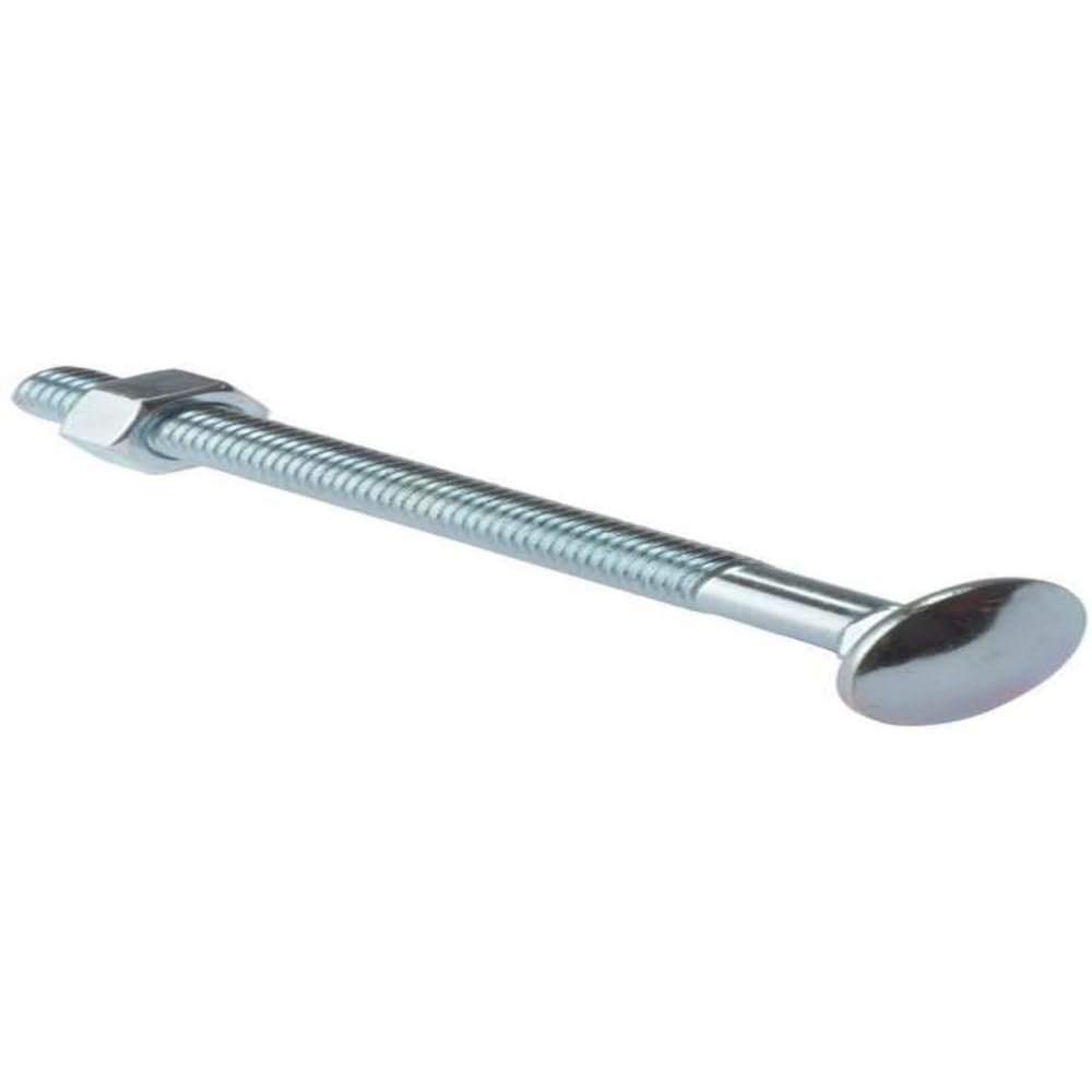 Merriway BH04832 (10 Pcs) Carriage Bolts with Nuts, M8 x 100 mm (5/16 Inch x 4 Inch), Zinc Plated - Pack of 10 Pieces