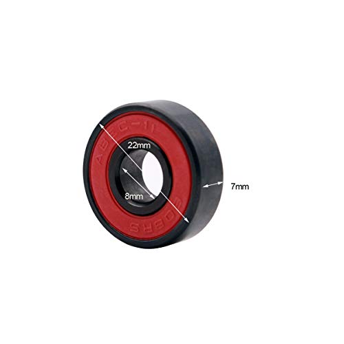 Z-FIRST Precision 608 RS ABEC 11 Bearings for Scooters,Longboards and Skateboards (Pack of 10 PCS) (Red-Black)
