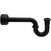 Westbrass A401-1-62 1-1/4" x 1-1/4" P-Trap with High Box Flange, Matte Black