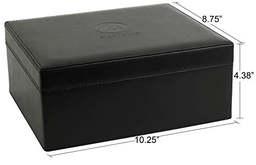 Mantello 25-50 Black Leather Cigar Desktop Humidor