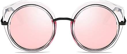 Hyh の女性偏光サングラスラウンドフレームメガネuv 人気激安 400保護クラシックファッション透明フレーム 美しい人生 Pink 色