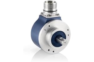 RSA Industrial Rotary Shaft Encoder, Model 596, Blue and Silver, High-Precision Position Measurement Device