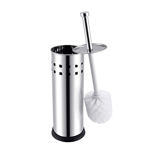 Stainless Steel Cylindrical Toilet Brush Holder with Canister, Matte Finished, for Household Bathroom Accessory
