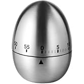 Stainless Steel Kitchen Timer Egg &ndash; Accurate Countdown Timer for Cooking, Metallic Silver Egg Shape, with Dual-Language Manual (English &amp; Chinese)