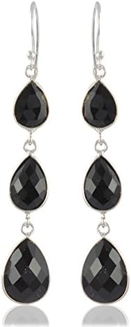 92.5-925 Sterling Silver Rutile Amethyst Red Onyx Green Onyx Stone Long Latest Drop Hanging Earring for Women and Girls