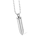 Small Stainless Steel Bullet Pendant Necklace Pill Case Holder Cremation Urn Case- Silver