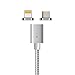 NetDot 3rd Generation USB2.0 Magnetic Charging Cable Adapter with 1 i-Connector and 1 Micro-USB Connector Compatible with Both Android Smartphone and 1Phone - 3.3 Feet / 3 Pack Silver, netdott3silver