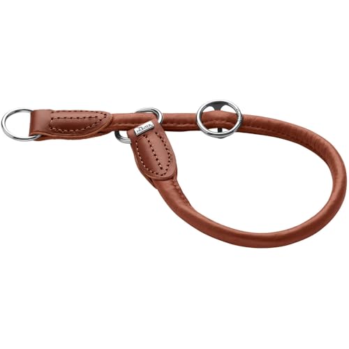 HUNTER Round & Soft Canadian UP Dressage Collar, Colour: Cognac, Soft, Supple Leather, Stitched Round-Stitched, Fur-friendly, Sustainable, Made in Germany, Size: L-XL