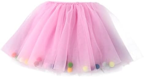 NinkyNonk Little Girls Tutu Skirt Ballet Dance Dress, 3 Layers Baby Girls Pom Pom Skirt Party Tutu For 0-6 Years