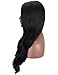 Kalyss Long Wavy Curly Black 1B Yaki Synthetic Wig for Women Side L Parting Heat Resistant Premium Human-Hair-Like Sheen Natural Looking Full Thick Women's Hair Replacement Wig,24 Inches