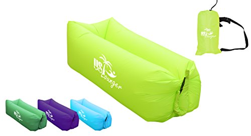 US Lounger Green Apple Fast Inflatable Portable Outdoor or Indoor Wind Bed Lounger, Air Bag Sofa, Air Sleeping Sofa Couch, Lazy Bed for Camping, Beach, Park, Backyard - Thumbnail 4
