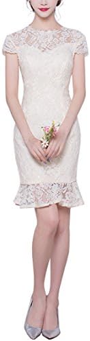 Qunvian Women's Scoop Mini Lenth Mermaid Wedding Dressess Prom Gowns