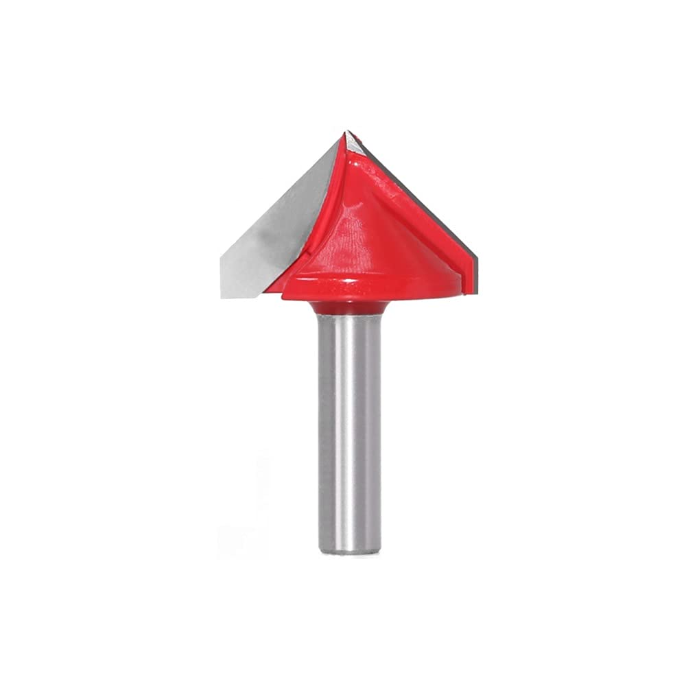 ExcInter 8mm Shank V-Groove Router Bit, 1 Pcs 90° Diameter 32mm 3D V Shape CNC Engraving Cutting Woodworking Cleaning Milling Router Bit — image 1