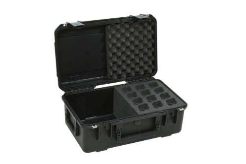 SKB 3I-2011-MC12 iSeries Injection Molded Microphone Case with Foam for 12 Mics with Storage Compartment