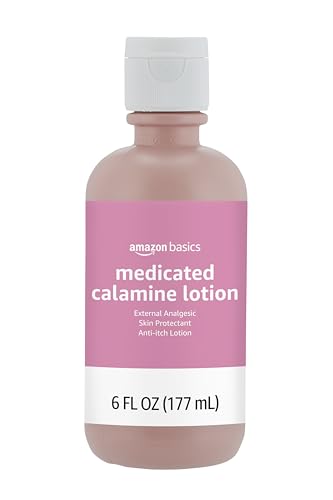 AMAZON BASICS MEDICATED CALAMINE ANTI-ITCH LOTION, 6 FLUID OUNCE, 1-PACK, FOR INSECT BITES, POISON IVY AND RASHES (PREVIOUSLY SOLIMO) (NEW FORMULA)