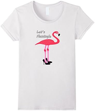Womens Pink Flamingo Shirt High Heels Black Pumps Let's Flamingle Large White