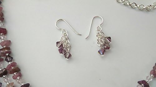 Pink Tourmaline, crystal, necklace and earring set