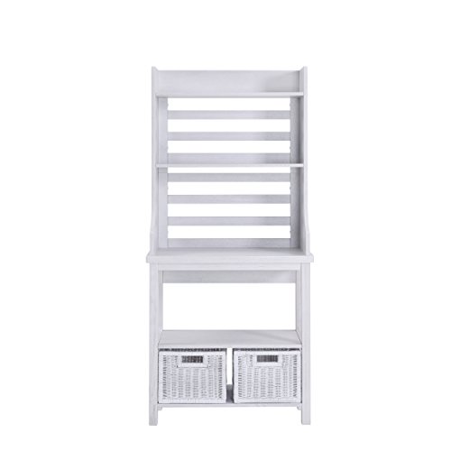 Furniture HotSpot Bakers Rack â€“ White Stain - 30" W x 15" D x 64.5" H