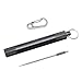 PPFISH Pocket Toothpick Holder keychain - Waterproof Aluminium Alloy Toothpick Box Container & Titanium Toothpick Ultralight Travel Kits (Black Aluminum + TI)