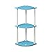 Furinno TURN-N-TUBE Corner Shelf, 3-Tier Corner Bookshelf, Display Storage Shelves with Open Shelves, for Organization and Storage, Living Room, Home Office, Garage, Light Blue