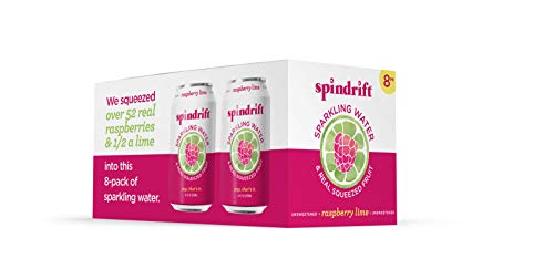 Spindrift Sparkling Water, Raspberry Lime Flavored, Made with Real Squeezed Fruit, 12 Fluid Ounce Cans, Pack of 8 (Only 9 Calories per Seltzer Water Can)
