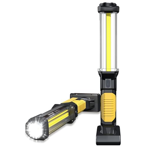 Photo 1 of ??WARSUN Rechargeable 1500LM COB LED Work Light - Magnetic Hands-Free Trouble Light with Hook, IPX4 Waterproof for Garage Repair, Emergency | Tool Gifts for Men (Yellow)?