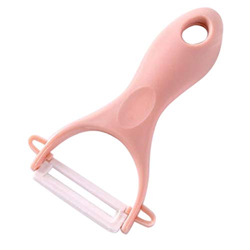 Elaco Fruit Peeler, Creative Stainless Steel Ceramics Fruit Peeler Parer Cutter Kitchen Tool Helper (Pink)