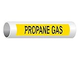 ComplianceSigns Vinyl ASME A13.1 Chemical / Gas Pipe Label, 8 x 2 Inch Yellow 5-pack