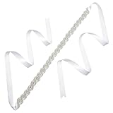 Remedios Crystal Embellished Satin Sash Style Bridal Wedding Belt for Party,white