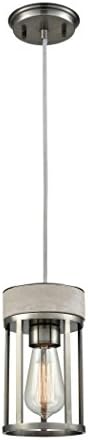 Urban Form 1 Light Pendant In Black Nickel With Concrete Accent
