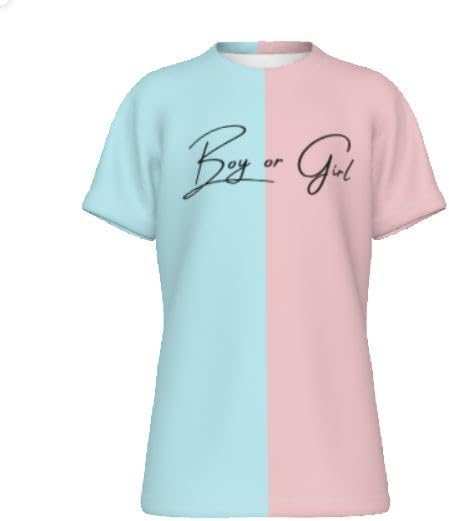 half pink half blue dress gender reveal Pink and Blue Gender Reveal Dress: Ruffle Off-shoulder Chiffon
