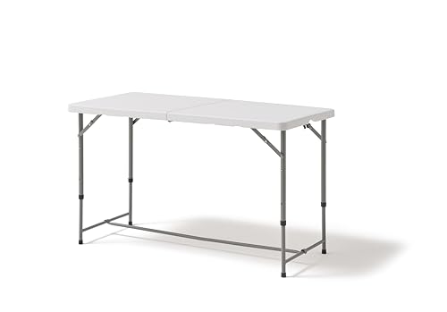 - Mesa Plegable Portátil Multifuncional, 122x60x58/74/90cm, Blanco