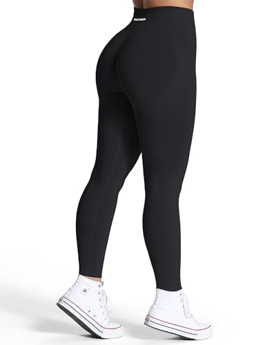 Tayoea Sport Leggings Damen Push Up Booty Lifting Sportleggins Seamless Scrunch Butt Sporthose Für Yoga Gym Und Alltag Schwarz,Xl