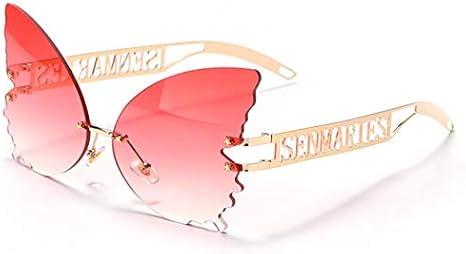 Amazon Co Jp ファッション バタフライリムレスサングラスの女性のラグジュアリーブランドのデザイナーファッション特大スチームパンクサングラスヴィンテージアイウェアuv400 軽さ Color E ホーム キッチン
