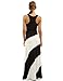 PattyBoutik Women Racerback Striped Maxi Dress (Black and Ivory White Medium)