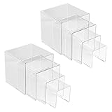 Anglelife 8 Pcs Acrylic Display Risers, 2 Set Widen