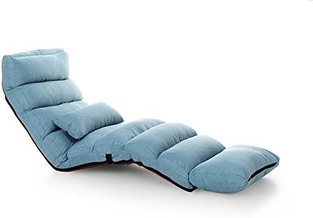 HTTH Adjustable Floor Gaming Sofa Chair 6-Position Cushioned Folding Lazy Recliner (Blue)